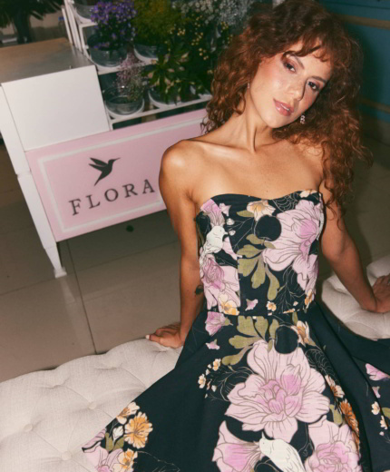 Vestido Claveles Lino Estampado