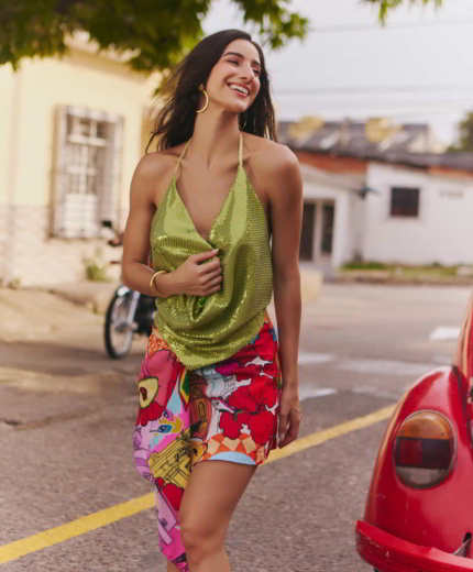 Blusa Esthercita Forero Lentejuelas Verde